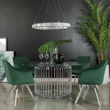 Veena Round 60-inch Glass Top Metal Dining Table Chrome - 193430BG