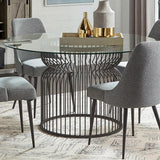 Granvia Round 54-inch Glass Top Metal Dining Table Gunmetal - 193511BG