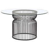 Granvia Round 54-inch Glass Top Metal Dining Table Gunmetal - 193511BG