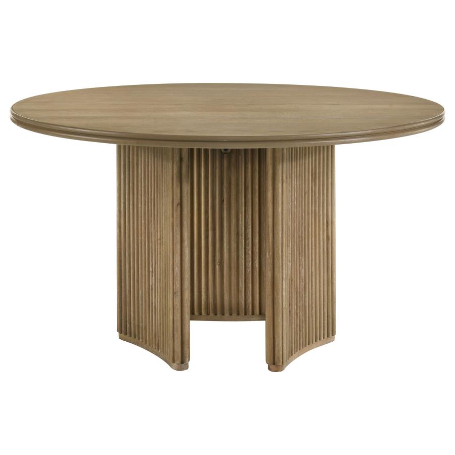 Adina 53-inch Round Wood Dining Table Distressed Light Brown - 193610