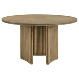 Adina 53-inch Round Wood Dining Table Distressed Light Brown - 193610