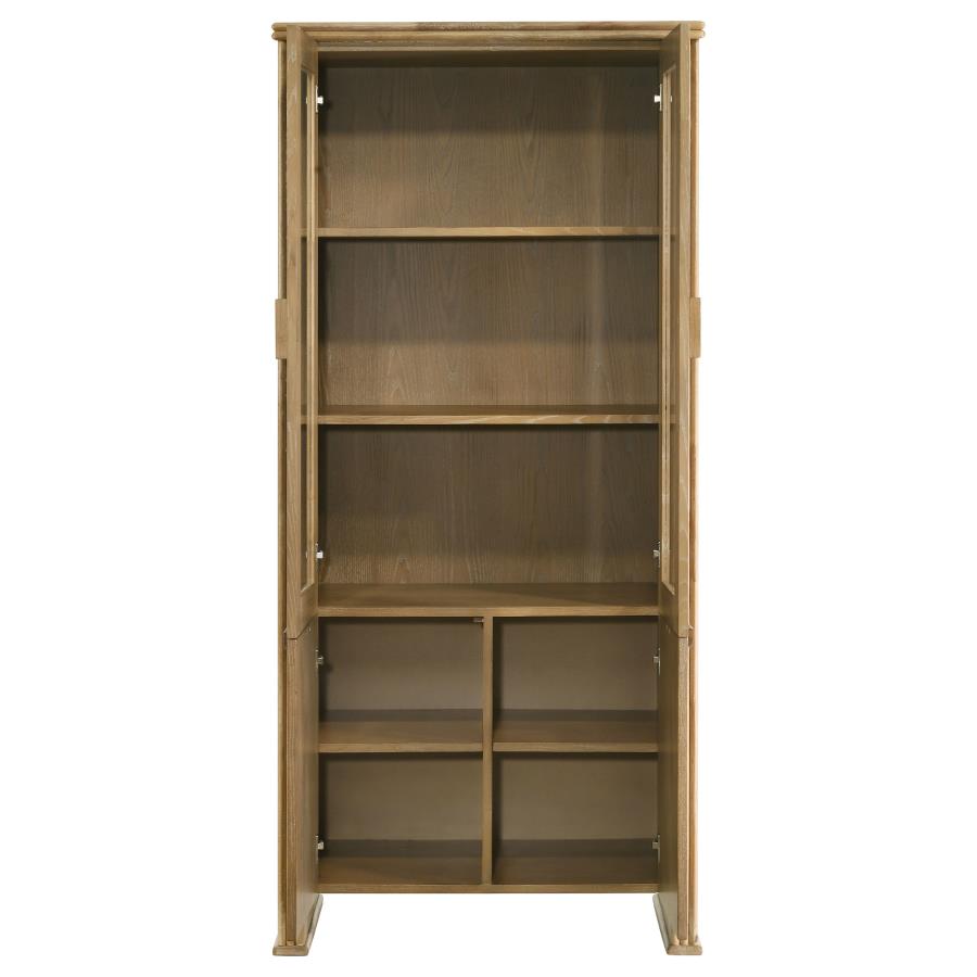 Adina 77-inch Tall Display Cabinet Distressed Light Brown - 193616
