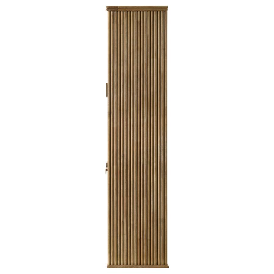 Adina 77-inch Tall Display Cabinet Distressed Light Brown - 193616