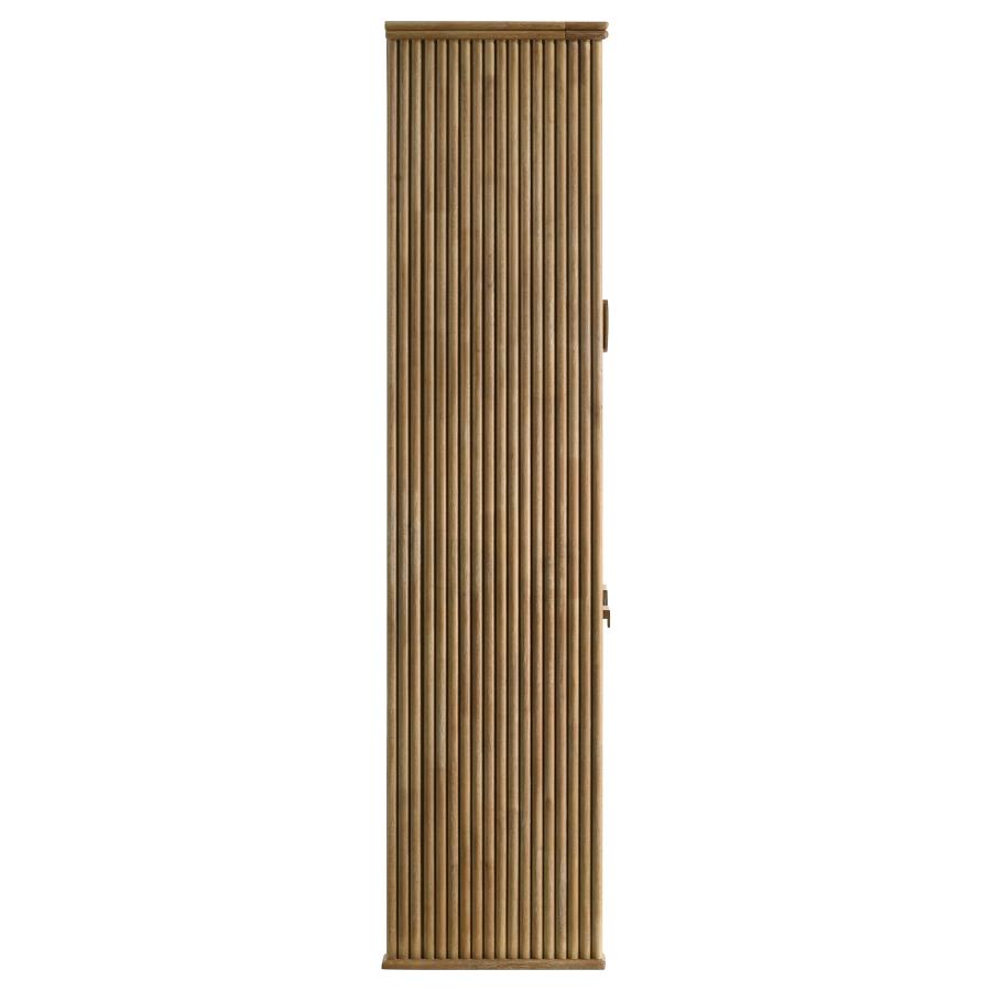 Adina 77-inch Tall Display Cabinet Distressed Light Brown - 193616
