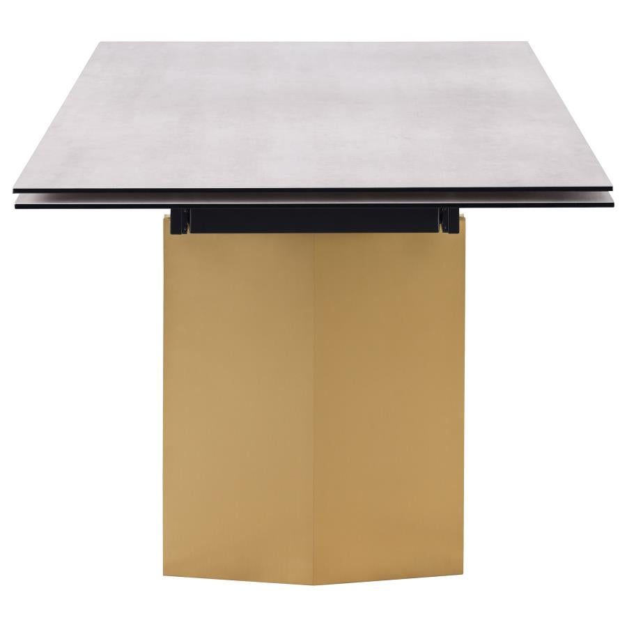 Vesa 97-inch Glass Top Extension Dining Table Beige - 193631