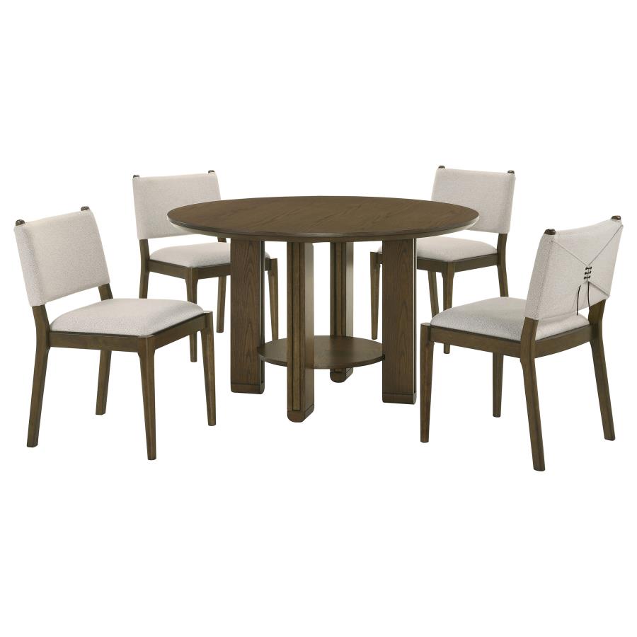 Ottowa 5-piece Round Wood Dining Room Table Set Brown - 193660-S5