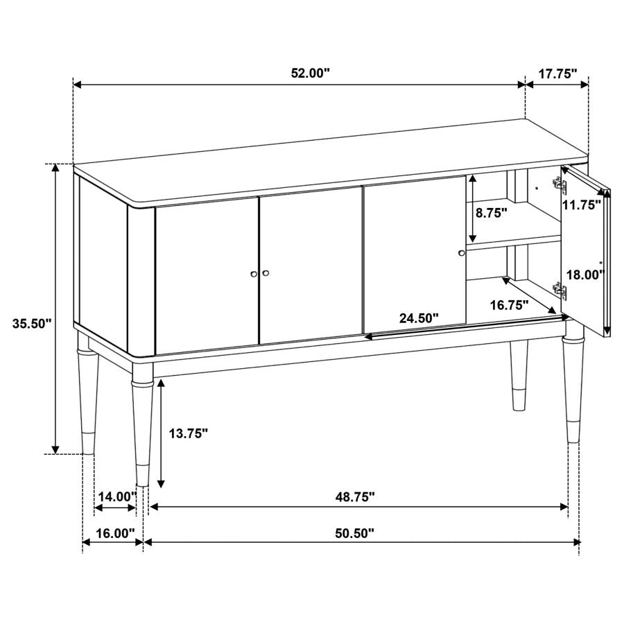 Reseda 4-door Dining Sideboard Server with Shelves Ash Brown - 193675