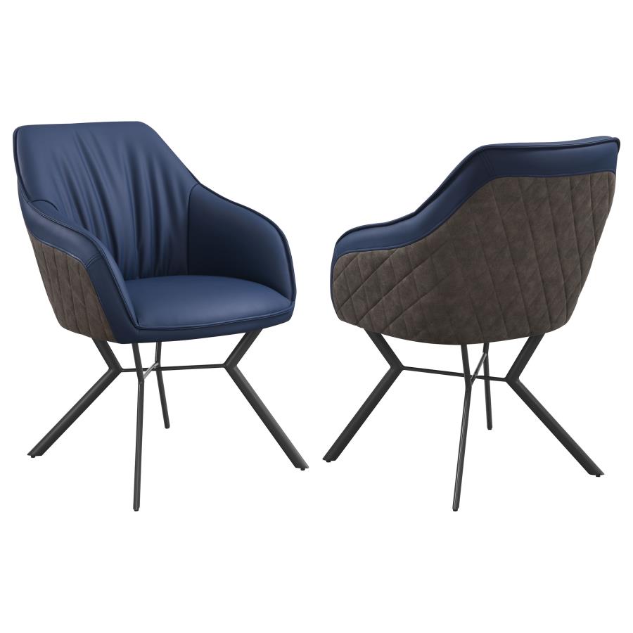 Mayer Upholstered Dining Arm Chair Blue and Brown (Set of 2) - 193722