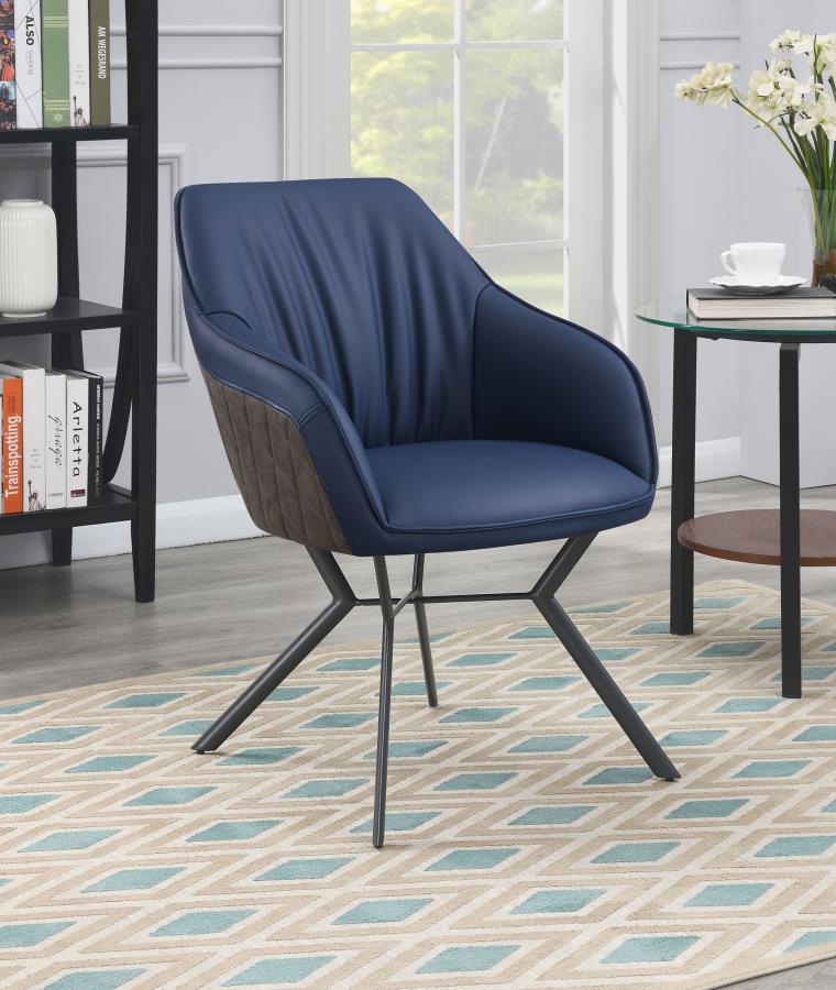 Mayer Upholstered Dining Arm Chair Blue and Brown (Set of 2) - 193722