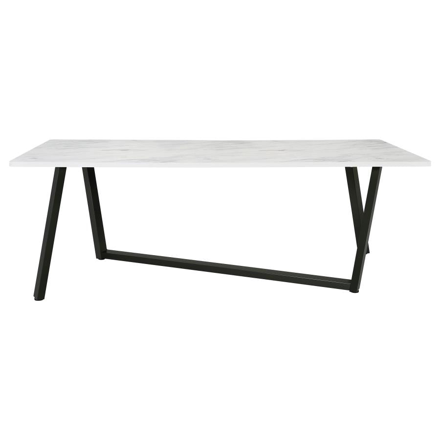 Mayer Rectangular 87-inch Faux Marble Dining Table White - 193781