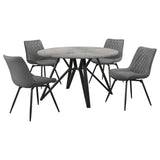 Neil 5-piece Round Dining Table Set Concrete Gunmetal - 193801-S5