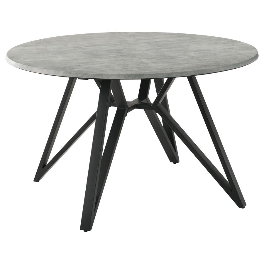 Neil 5-piece Round Dining Table Set Concrete Gunmetal - 193801-S5