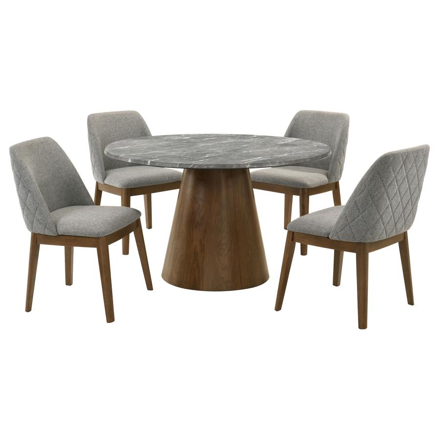 Franklin 5-piece Round Dining Table Set Grey and Dark Brown - 193820-S5