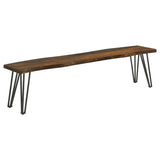 Neve Live Edge Wood Dining Bench Hairpin Legs Grey Sheesham - 193863