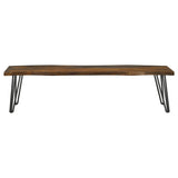 Neve Live Edge Wood Dining Bench Hairpin Legs Grey Sheesham - 193863