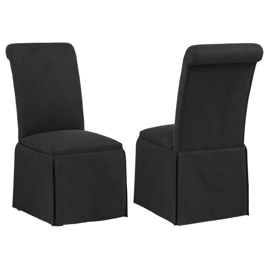 Shawna Upholstered Skirted Side Chair Black (Set of 2) - 193912BLK