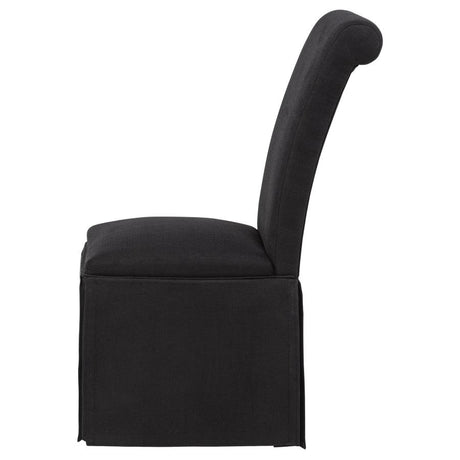 Shawna Upholstered Skirted Side Chair Black (Set of 2) - 193912BLK