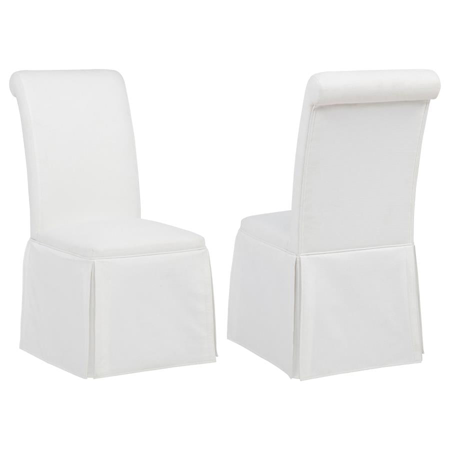 Shawna Upholstered Skirted Side Chair White (Set of 2) - 193912WHT
