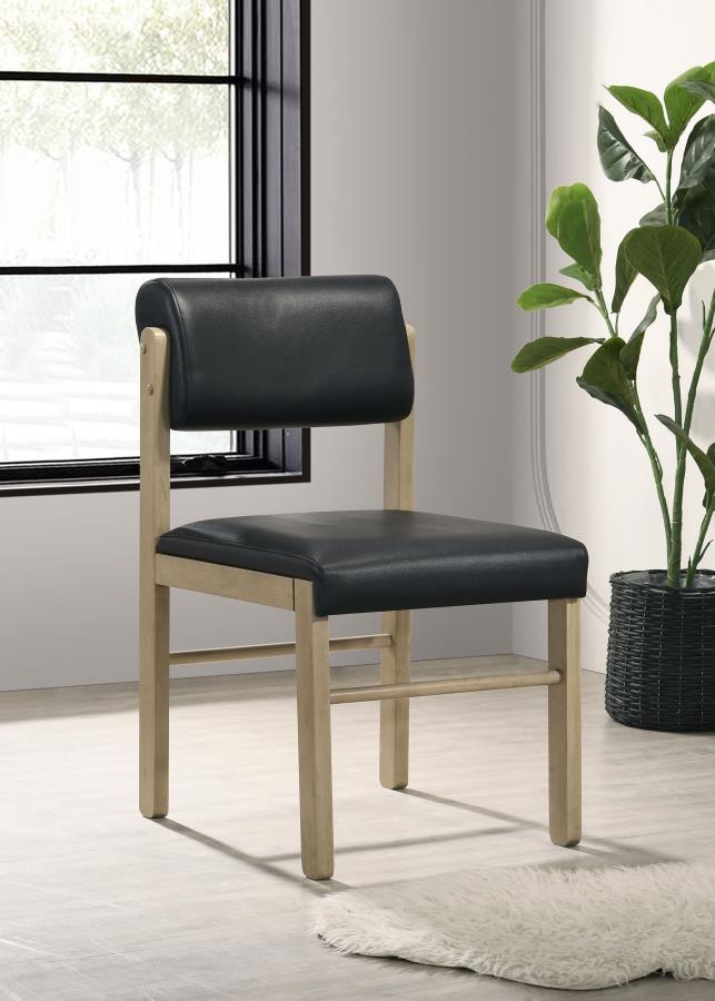 Kehoe Upholstered Dining Side Chair Black and Natural Oak (Set of 2) - 193922NAT