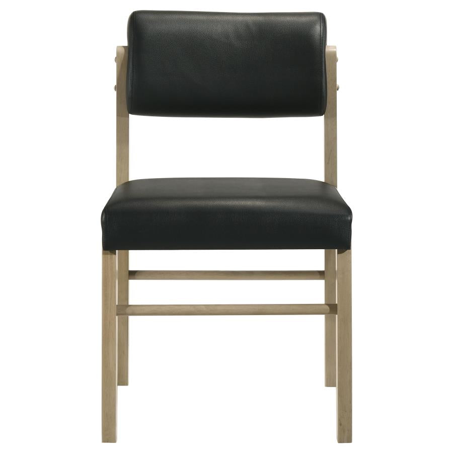 Kehoe Upholstered Dining Side Chair Black and Natural Oak (Set of 2) - 193922NAT