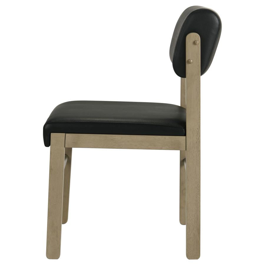 Kehoe Upholstered Dining Side Chair Black and Natural Oak (Set of 2) - 193922NAT