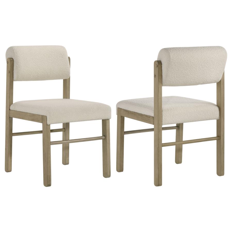 Kehoe Upholstered Dining Side Chair Cream and Natural Oak (Set of 2) - 193932NAT