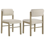 Kehoe Upholstered Dining Side Chair Cream and Natural Oak (Set of 2) - 193932NAT
