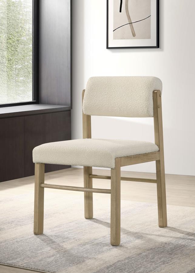 Kehoe Upholstered Dining Side Chair Cream and Natural Oak (Set of 2) - 193932NAT