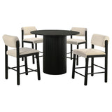 Hamlyn 5-piece Round Wood Counter Height Dining Set Cream and Black - 193938BLK-S5B