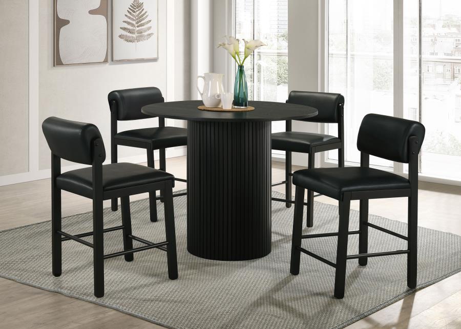 Hamlyn 5-piece Round Wood Counter Height Dining Set Black - 193938BLK-S5C