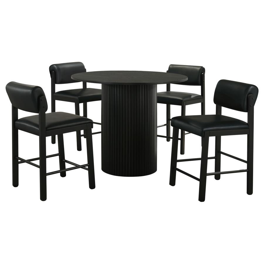 Hamlyn 5-piece Round Wood Counter Height Dining Set Black - 193938BLK-S5C