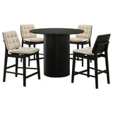Hamlyn 5-piece Round Wood Counter Height Dining Set Cream and Black - 193938BLK-S5D