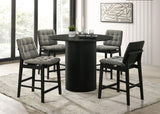Hamlyn 5-piece Round Wood Counter Height Dining Set Grey and Black - 193938BLK-S5E
