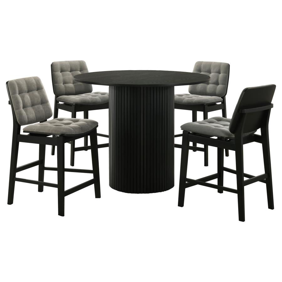 Hamlyn 5-piece Round Wood Counter Height Dining Set Grey and Black - 193938BLK-S5E