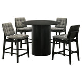 Hamlyn 5-piece Round Wood Counter Height Dining Set Grey and Black - 193938BLK-S5E