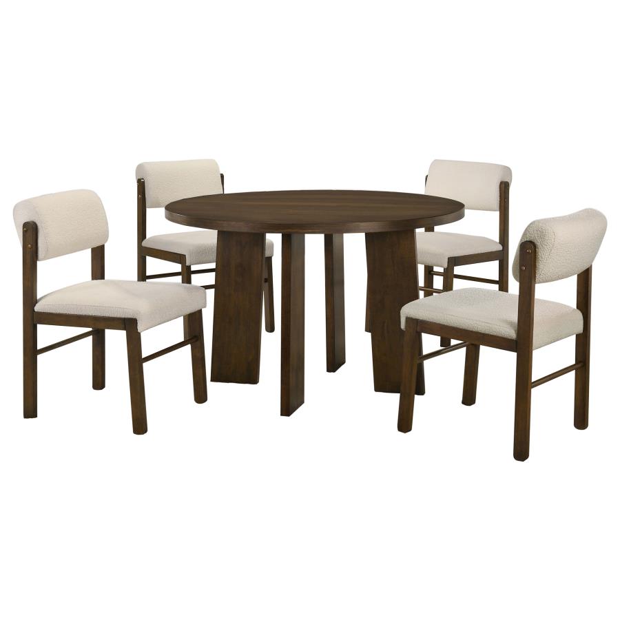 Strouse 5-piece Dining Set Cream and Walnut - 193940WAL-S5B