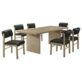 Decker 7-piece 82-inch Rectangular Dining Set Black and Natural Oak - 193951NAT-S7C