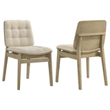 Redbridge Velvet Upholstered Side Chair Cream and Natural Oak (Set of 2) - 193952NAT