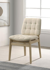 Redbridge Velvet Upholstered Side Chair Cream and Natural Oak (Set of 2) - 193952NAT