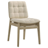 Redbridge Velvet Upholstered Side Chair Cream and Natural Oak (Set of 2) - 193952NAT