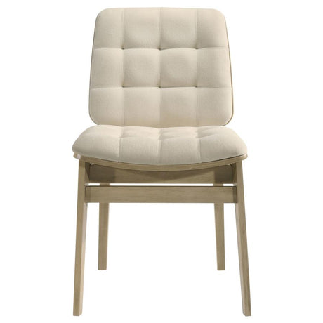 Redbridge Velvet Upholstered Side Chair Cream and Natural Oak (Set of 2) - 193952NAT