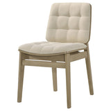 Redbridge Velvet Upholstered Side Chair Cream and Natural Oak (Set of 2) - 193952NAT