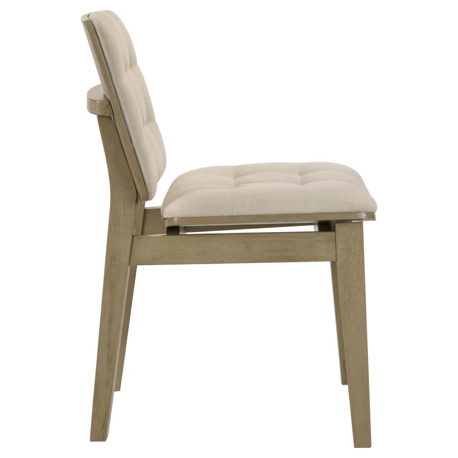Redbridge Velvet Upholstered Side Chair Cream and Natural Oak (Set of 2) - 193952NAT