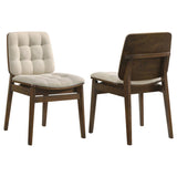Redbridge Velvet Upholstered Side Chair Cream and Walnut (Set of 2) - 193952WAL