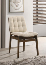 Redbridge Velvet Upholstered Side Chair Cream and Walnut (Set of 2) - 193952WAL