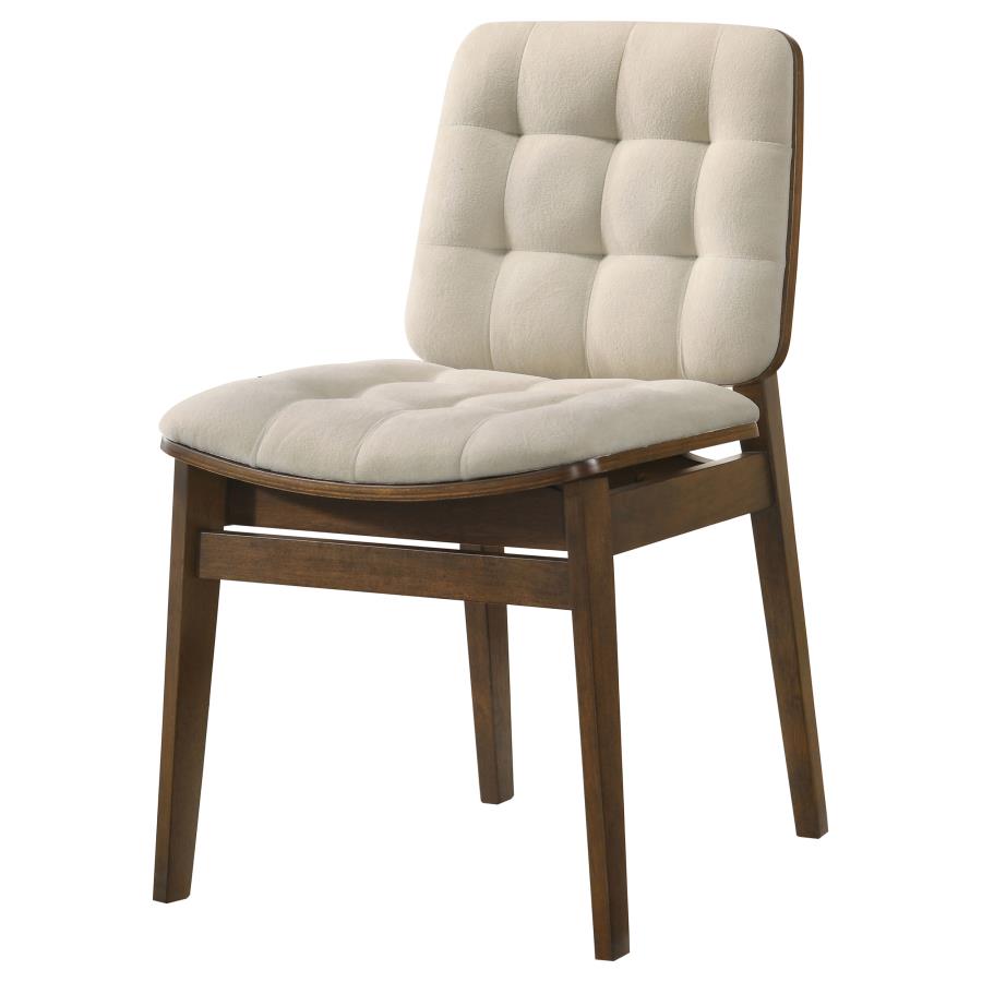 Redbridge Velvet Upholstered Side Chair Cream and Walnut (Set of 2) - 193952WAL
