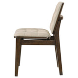 Redbridge Velvet Upholstered Side Chair Cream and Walnut (Set of 2) - 193952WAL