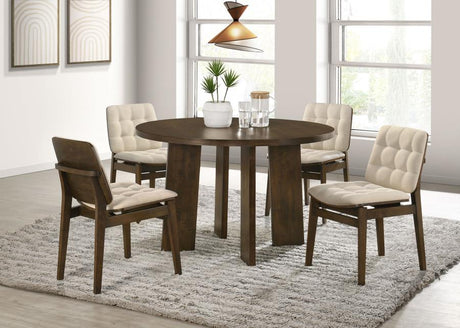 Redbridge Velvet Upholstered Side Chair Cream and Walnut (Set of 2) - 193952WAL