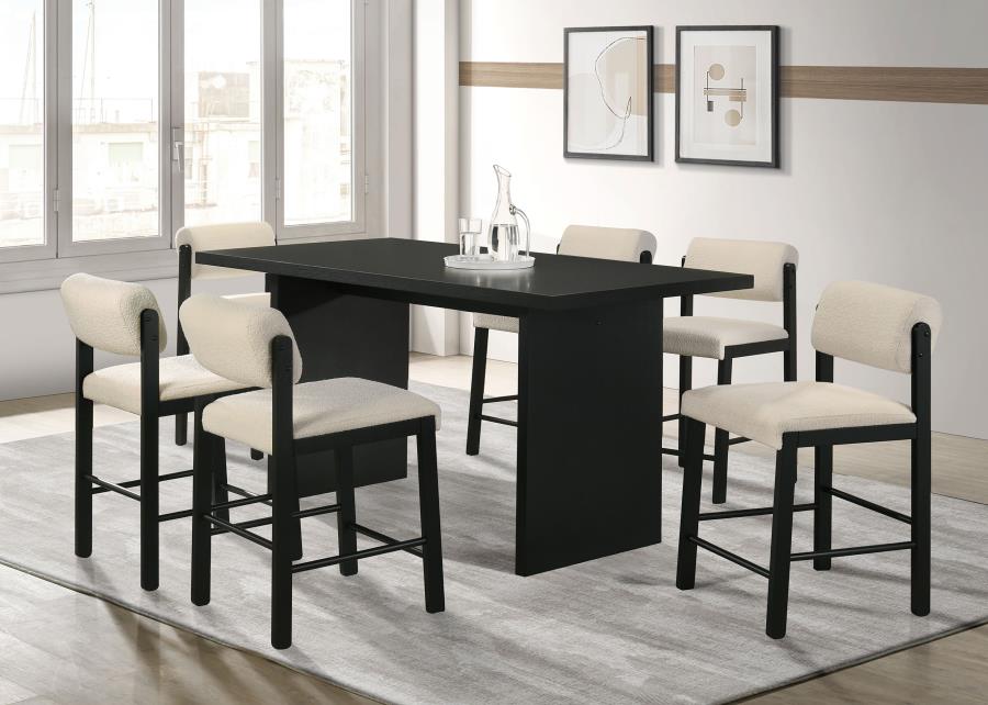 Decker 7-piece 70-inch Rectangular Counter Height Dining Set Cream and Black - 193958BLK-S7B