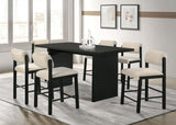 Decker 7-piece 70-inch Rectangular Counter Height Dining Set Cream and Black - 193958BLK-S7B
